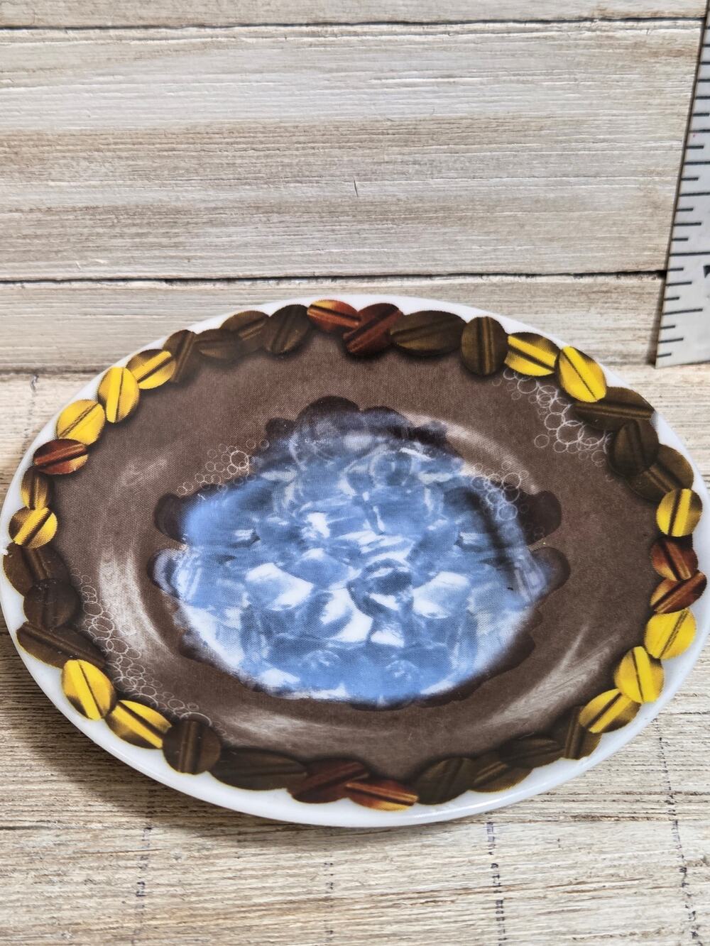 Polystar Coffee Mini Side Plates Set 6 Porcelain Bean Design 4.5 Inch
